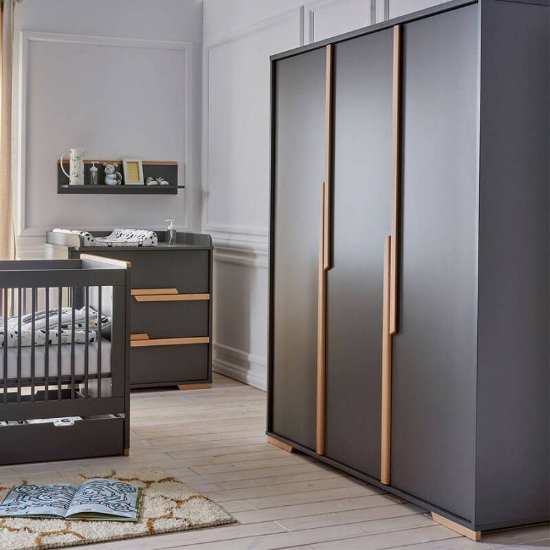 Armoire 3 portes noire Snap pour chambre ado