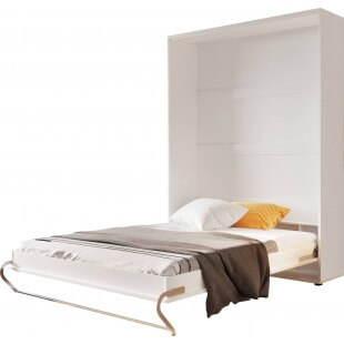 Lit armoire escamotable vertical - blanc mat