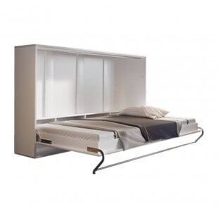 Lit armoire escamotable horizontal - blanc mat