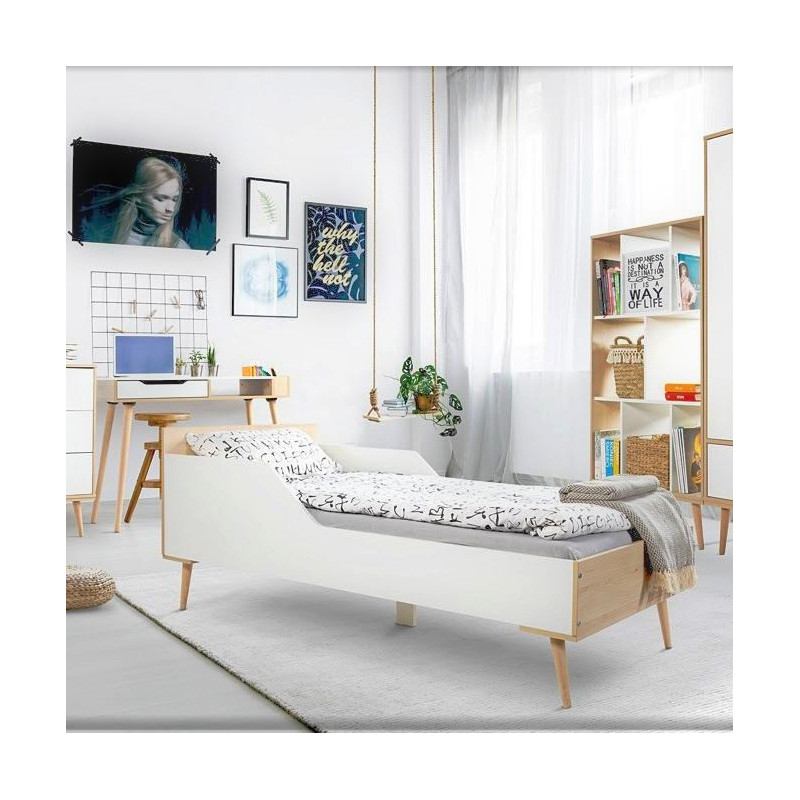 Chambre complète style scandinave pour enfant couleur bois et blanc