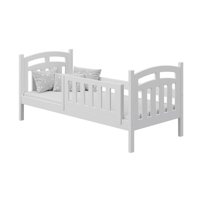 Lit Enfant Pilou En Blanc Avec Barriere Amovible Pour Chambre Enfant