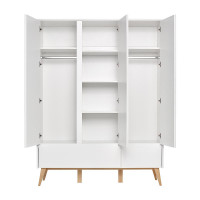 Armoire triple blanche et hêtre naturel SWING pour chambre bébé