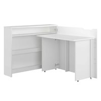 Bureau pliant avec rangements blanc brillant pour télétravail version droite - WORK CONCEPT