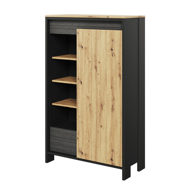 Petite armoire de rangement avec éclairage SPOTLEN couleur bois et graphite