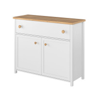 Commode blanc et chêne STORY avec option miroir