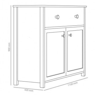 Commode blanc et chêne STORY avec option miroir