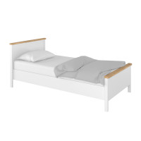 Lit junior blanc et chêne STORY 200x90cm avec matelas pour chambre enfant