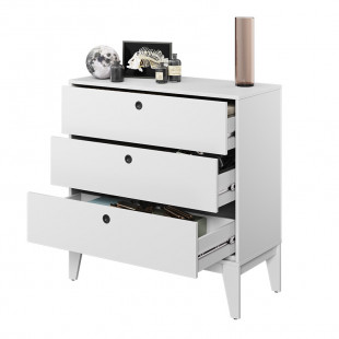 Commode trois tiroirs blanche collection FEMII pour adolescents