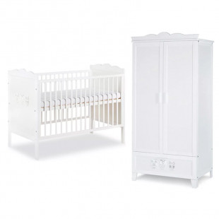 Pack lit bébé 120x60 + armoire double HIBOU blanc