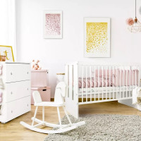 Pack lit bébé 120x60 + commode à langer PAULA blanc