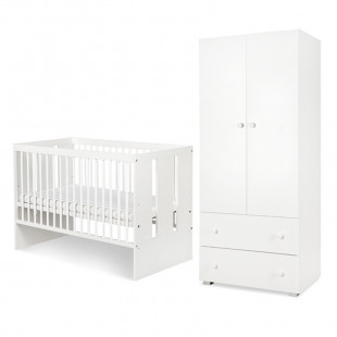 Pack lit bébé 120 + armoire double PAULA blanc