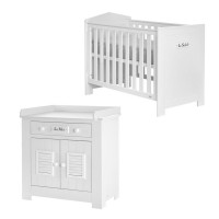 Pack lit bébé 120 + commode avec plan à langer PLAGE blanc