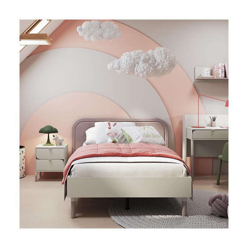 Lit Harmony 120x200 pour ados cachemire et truffe avec sommier Lit Harmony 120x200 pour ados cachemire et truffe avec sommier