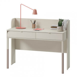Bureau HARMONY pour ado avec 2 tiroirs couleur Cachemire et Truffe