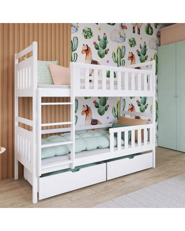 Lit superposé MONIKA blanc 90x200 cm pour chambre enfant