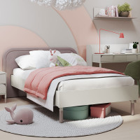 Lit Harmony 120x200 pour ados cachemire et truffe avec sommier Lit Harmony 120x200 pour ados cachemire et truffe avec sommier