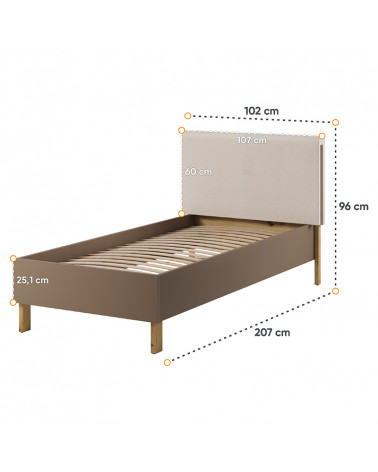 lit de taille moyenne de la collection LENNY avec en option appui tête