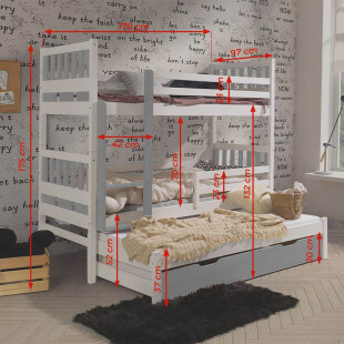 Dimensions du lit Léon superposé 90*160