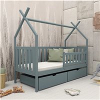 SIMBA - LIT CABANE POUR CHAMBRE ENFANT - GRIS