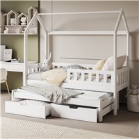 Lit gigogne cabane double TYMON blanc  Lit gigogne cabane double TYMON blanc