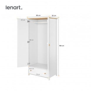 Armoire 2 portes blanche et chêne STORY