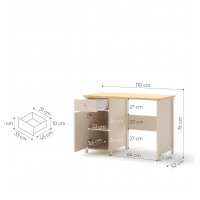 Bureau beige et chêne vincenza STORY 2 option miroir ou rangements