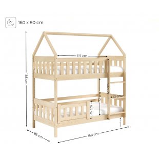 Dimensions du lit Zoe avec des couchages 80 cm x 160 cm