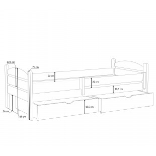 ELLA - Lit enfant avec des tiroirs dimensions