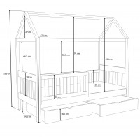 MATIS - Lit enfant avec tiroirs dimensions