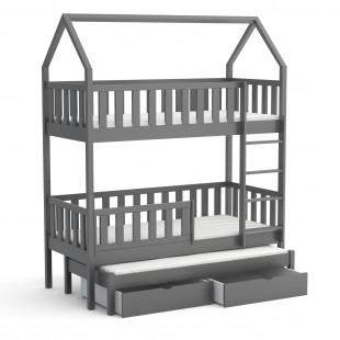 OTTIE - Lit cabane superposé trois couchages