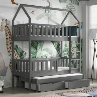 OTTIE - Lit cabane superposé trois couchages