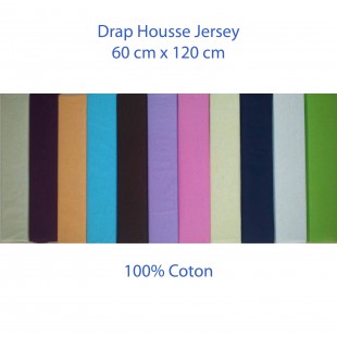 Drap housse en jersey pour lit bébé 120x60 cm - 11 couleurs disponibles