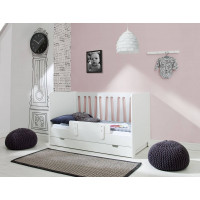 Chambre avec Lit banquette Moon 140 x 70 cm et barrière